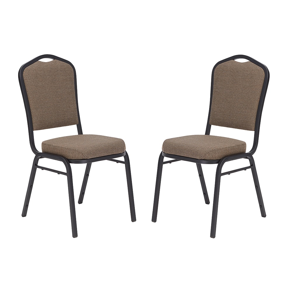 National Public Seating 9378-BT Stacking Chair w/ Natural Taupe Fabric Back & Seat - Steel Frame, Black