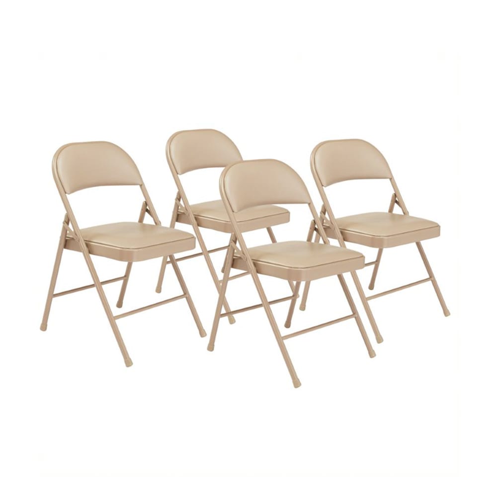 National Public Seating 951 Folding Chair w/ Beige Vinyl Back & Seat - Steel Frame, Beige