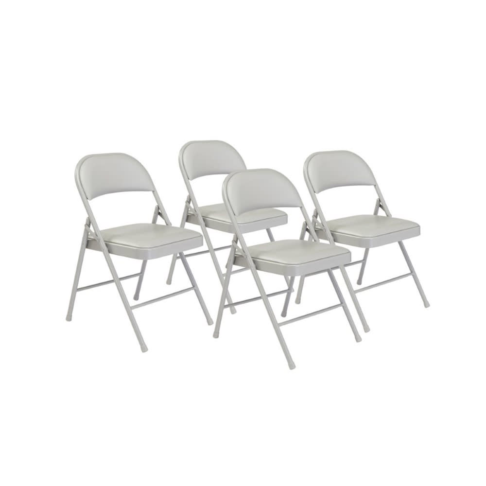 National Public Seating 952 Folding Chair w/ Gray Vinyl Back & Seat - Steel Frame, Gray