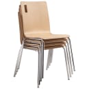 National Public Seating BCC22 Café Chair w/ Natural Wood Back & Seat - Steel Frame, Silver thumbnail 2