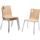 National Public Seating BCC22 Café Chair w/ Natural Wood Back & Seat - Steel Frame, Silver thumbnail 3
