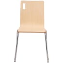 National Public Seating BCC22 Café Chair w/ Natural Wood Back & Seat - Steel Frame, Silver thumbnail 4