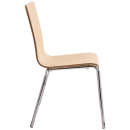 National Public Seating BCC22 Café Chair w/ Natural Wood Back & Seat - Steel Frame, Silver thumbnail 5