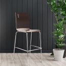 National Public Seating BCS21 Bar Stool w/ Espresso Wood Back & Espresso Wood Seat, Silver thumbnail 10