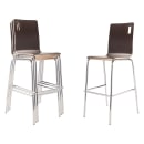 National Public Seating BCS21 Bar Stool w/ Espresso Wood Back & Espresso Wood Seat, Silver thumbnail 2