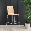 National Public Seating BCS22 Bar Stool w/ Natural Wood Back & Natural Wood Seat, Silver thumbnail 10