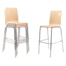 National Public Seating BCS22 Bar Stool w/ Natural Wood Back & Natural Wood Seat, Silver thumbnail 2
