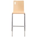 National Public Seating BCS22 Bar Stool w/ Natural Wood Back & Natural Wood Seat, Silver thumbnail 3