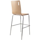 National Public Seating BCS22 Bar Stool w/ Natural Wood Back & Natural Wood Seat, Silver thumbnail 5