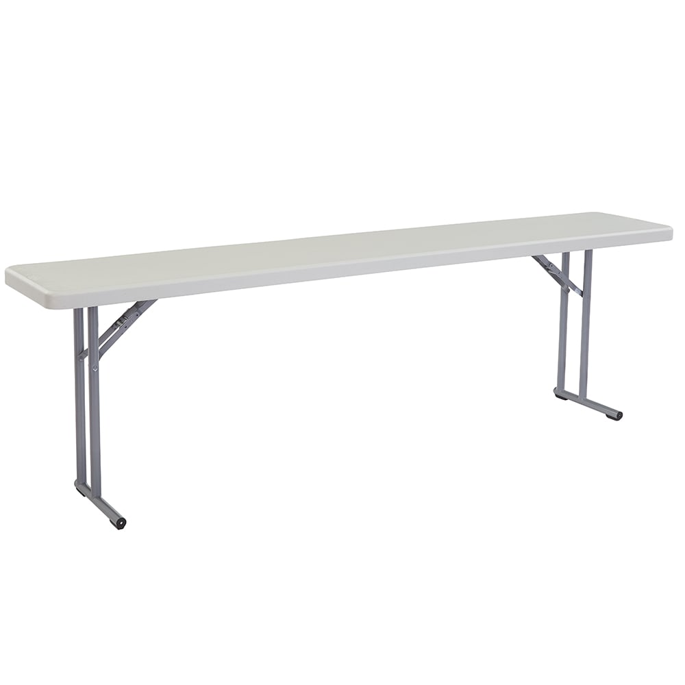 National Public Seating BT1896 Folding Table w/ Speckled Gray Plastic Top & Gray Steel Frame - 96"L x 18"W x 29 1/2"H