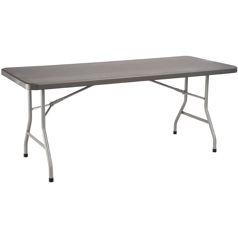 National Public Seating BT3072-20 Folding Table w/ Charcoal Plastic Top & Silvertone Frame - 72"L x 30"W x 29 1/2"H