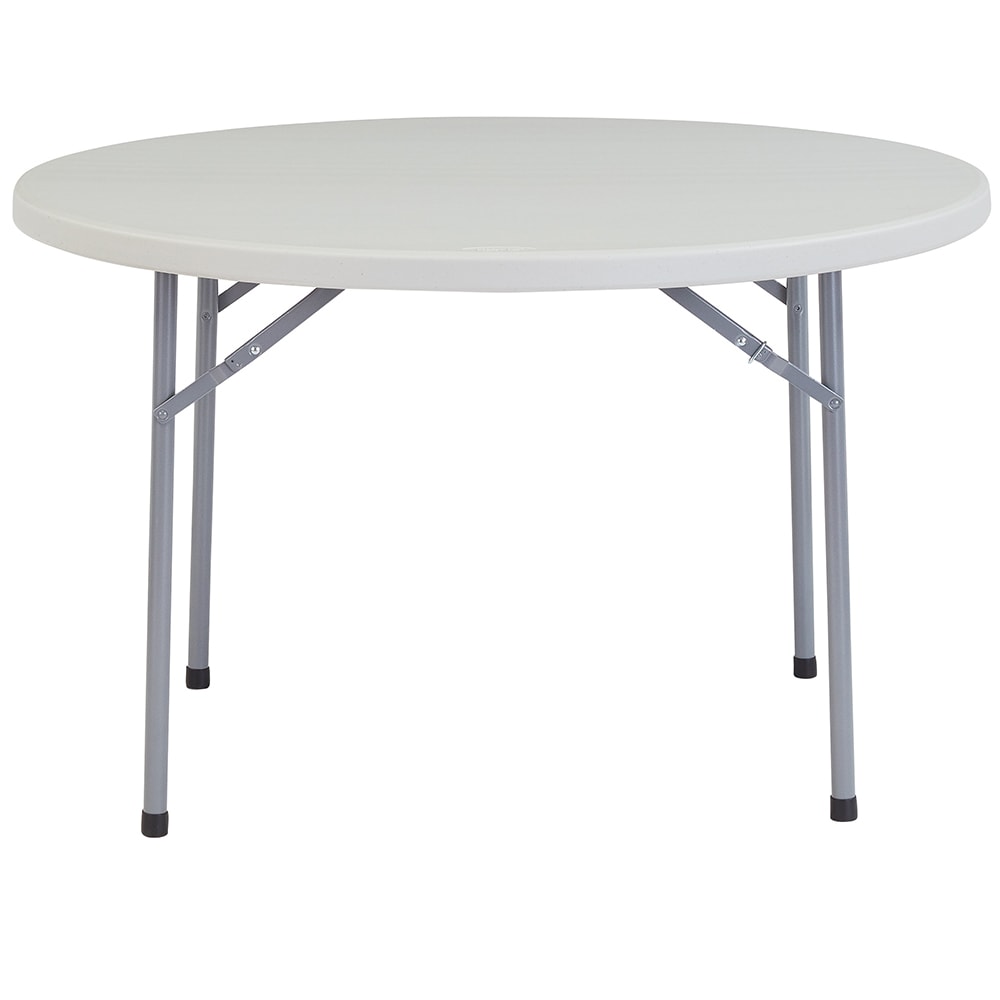 National Public Seating BT48R 48" Round Folding Table w/ Speckled Gray Plastic Top & Gray Steel Frame - 29 1/2"H