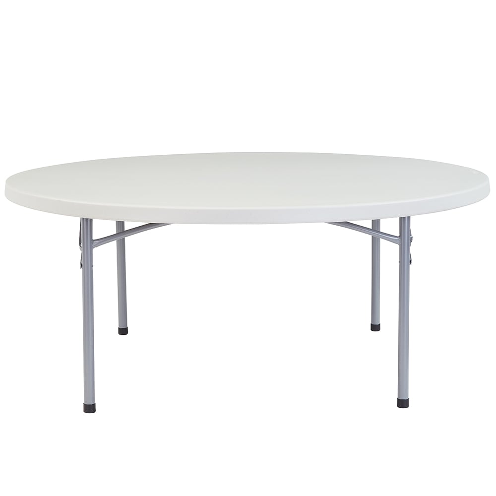 National Public Seating BT71R 71" Round Folding Table w/ Speckled Gray Plastic Top & Gray Steel Frame - 29 1/2"H