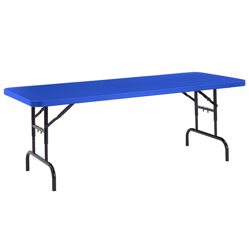 National Public Seating BTA-3072-04 Rectangular Folding Table w/ Blue Plastic Top & Black Steel Frame - 72"L x 30"W