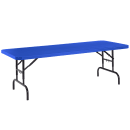 National Public Seating BTA-3072-04 Rectangular Folding Table w/ Blue Plastic Top & Black Steel Frame - 72"L x 30"W thumbnail 2