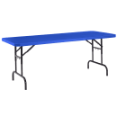 National Public Seating BTA-3072-04 Rectangular Folding Table w/ Blue Plastic Top & Black Steel Frame - 72"L x 30"W thumbnail 3