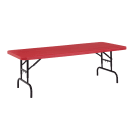 National Public Seating BTA-3072-40 Rectangular Folding Table w/ Red Plastic Top & Black Steel Frame - 72"L x 30"W thumbnail 2