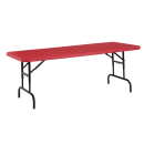 National Public Seating BTA-3072-40 Rectangular Folding Table w/ Red Plastic Top & Black Steel Frame - 72"L x 30"W thumbnail 3