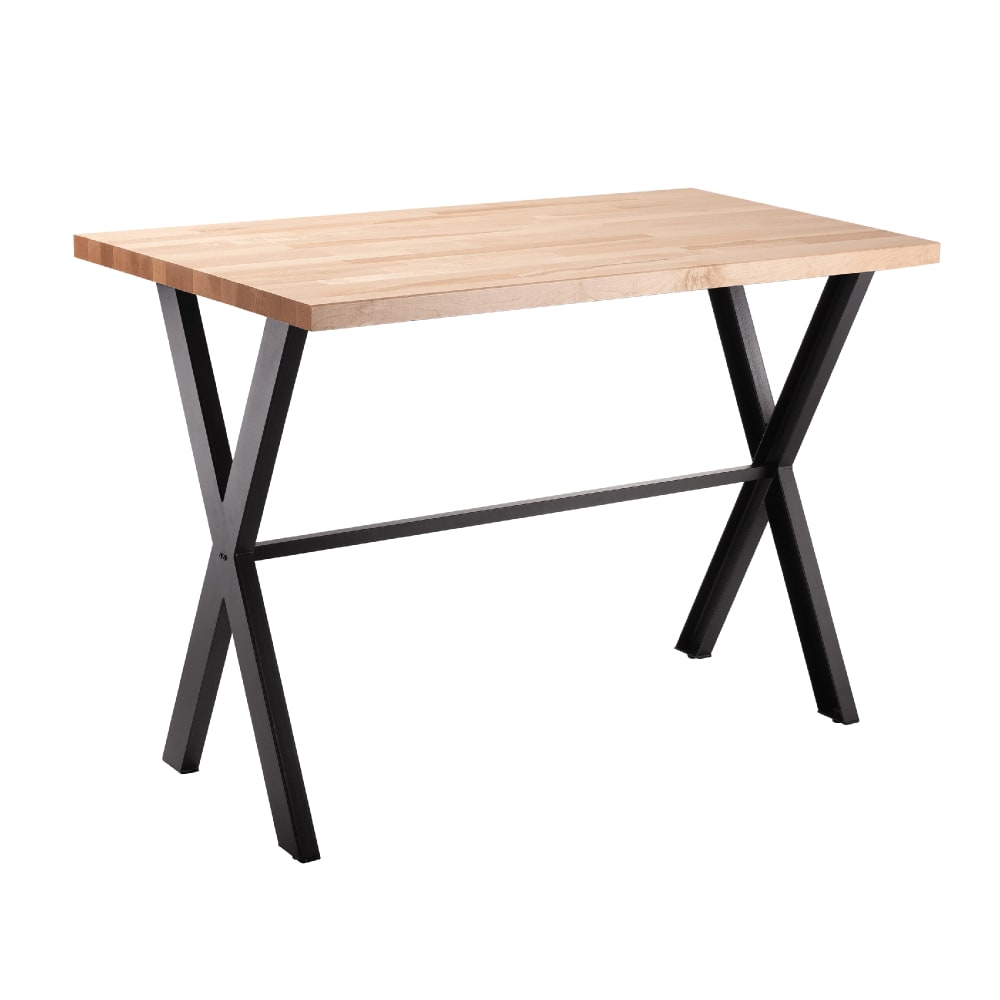 National Public Seating CLT3060B2BB Rectangular Bar Height Table w/ Butcherblock Top - 60"W x 30"D, Steel Base