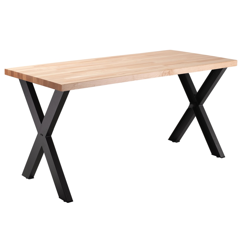 National Public Seating CLT3060D2BB Rectangular Dining Height Table w/ Butcherblock Top - 60"W x 30"D, Steel Base