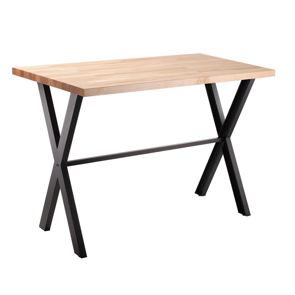 National Public Seating CLT3072B2BB Rectangular Bar Height Table w/ Butcherblock Top - 72"W x 30"D, Steel Base