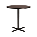 National Public Seating CT12424XCMY 24" Round Counter Height Table - Mahogany Laminate Top, Black Metal Base thumbnail 3