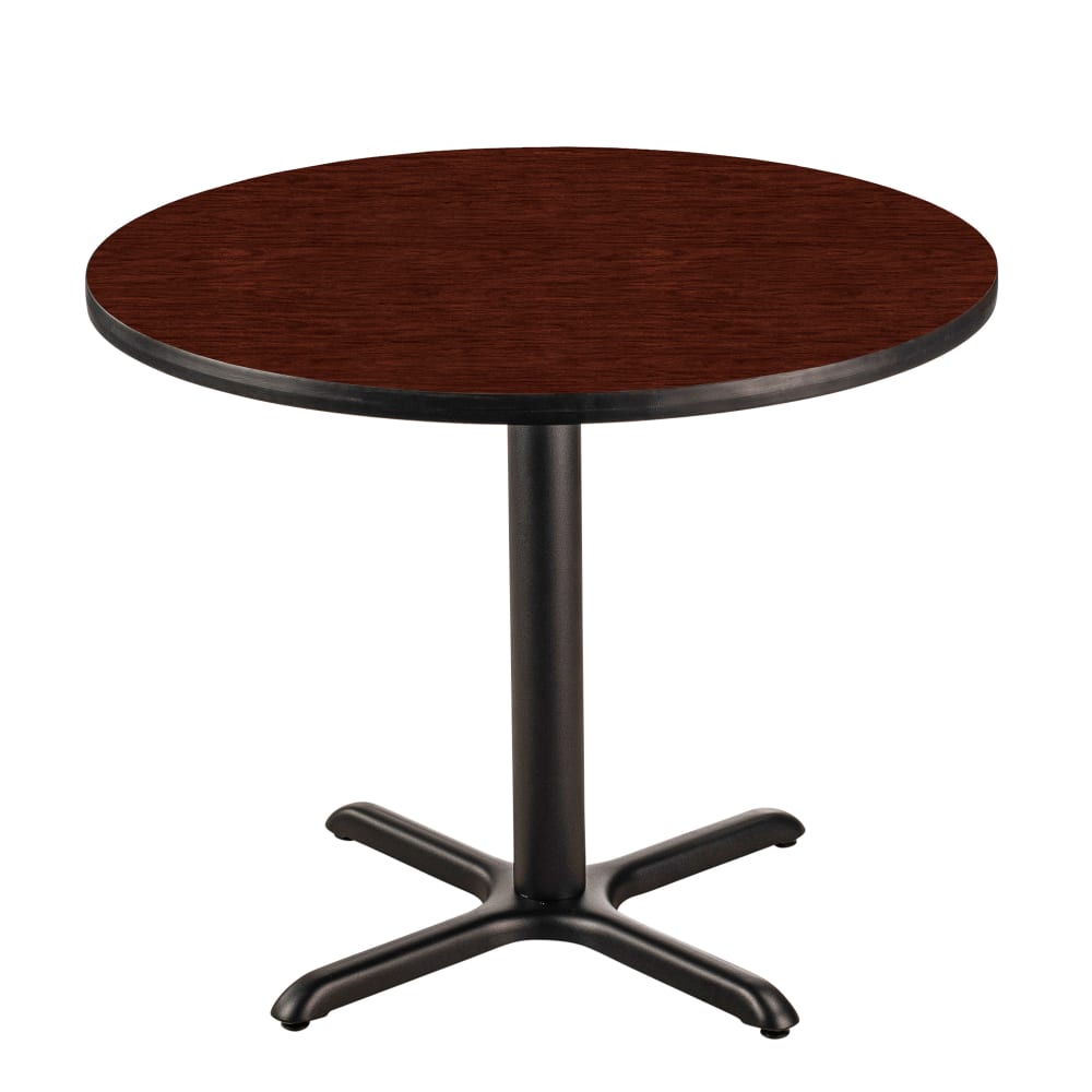 National Public Seating CT12424XDMY 24" Round Dining Height Table - Mahogany Laminate Top, Black Metal Base