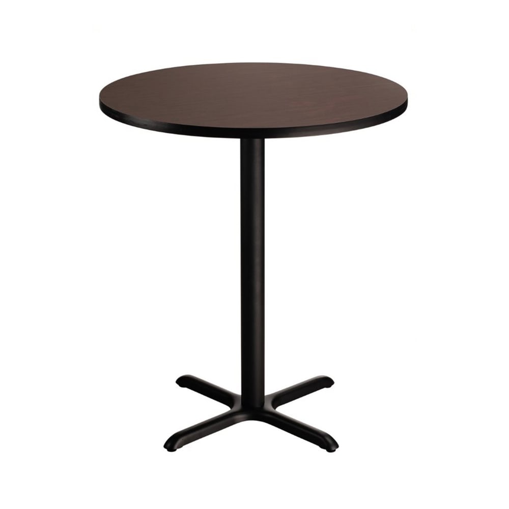 National Public Seating CT13030XBMY 30" Round Bar Height Table - Mahogany Laminate Top, Black Metal Base
