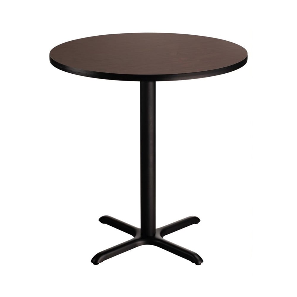 National Public Seating CT13030XCMY 30" Round Counter Height Table - Mahogany Laminate Top, Black Metal Base