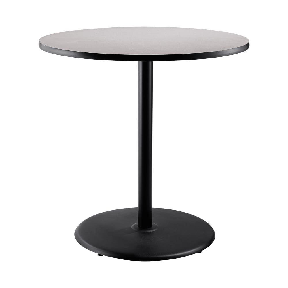 National Public Seating CT13636RBPBTMGY 36" Round Bar Height Table - Grey Nebula Laminate Top, Steel Base