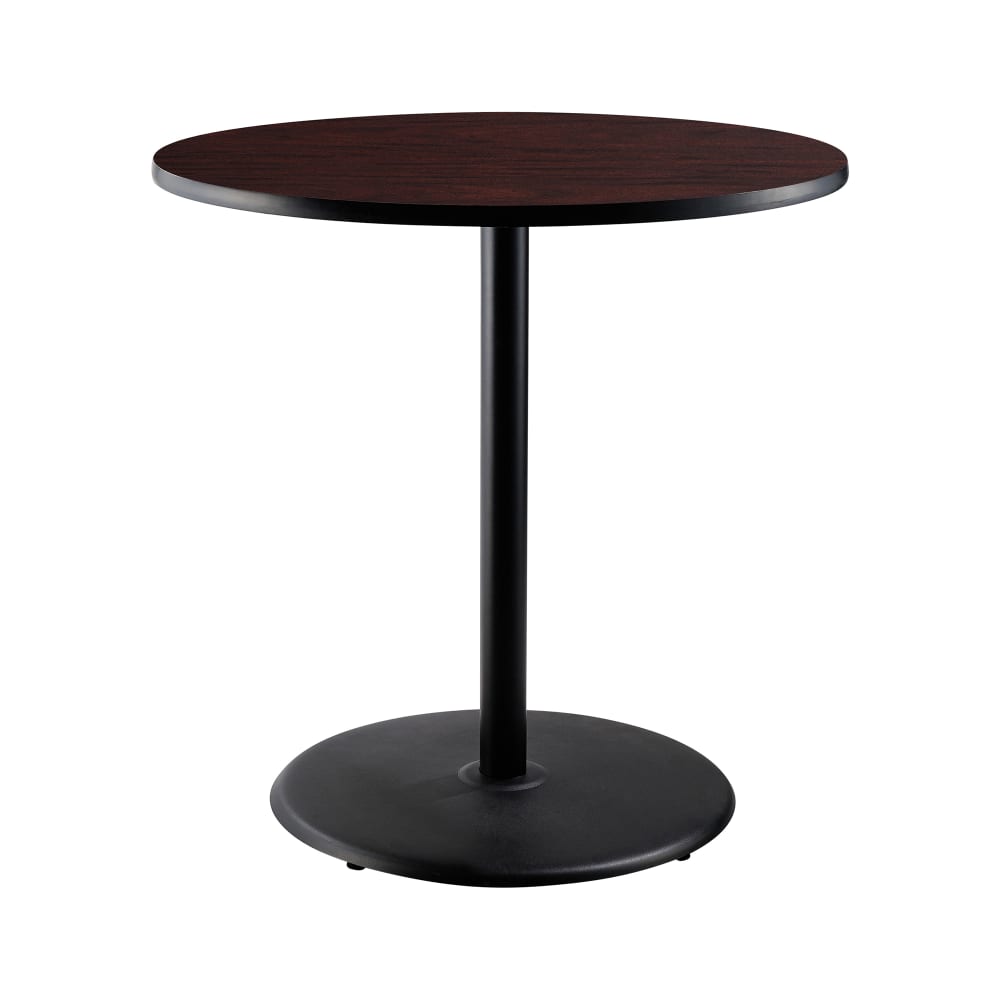 National Public Seating CT13636RBPBTMMY 36" Round Bar Height Table - Mahogany Laminate Top, Steel Base