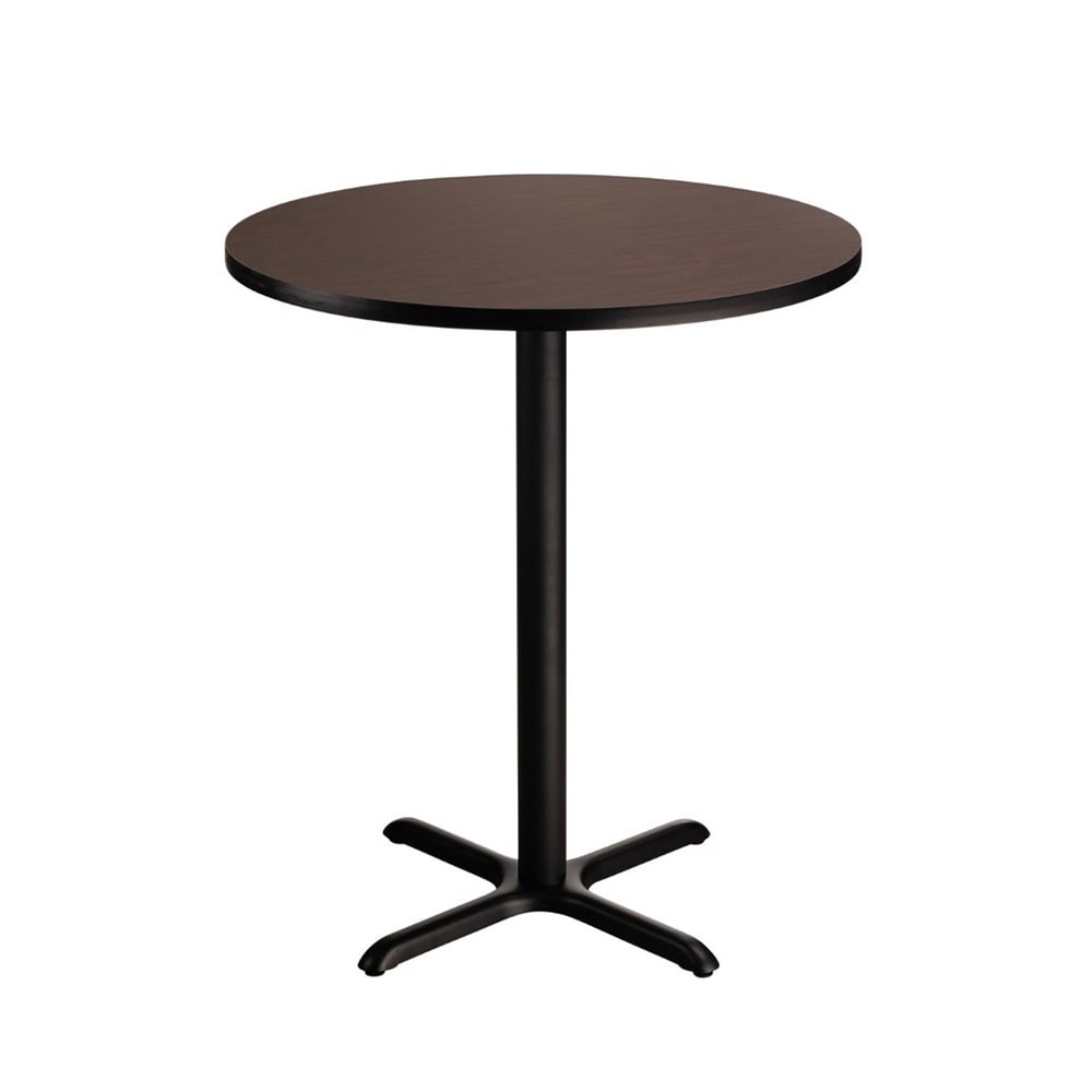National Public Seating CT13636XBMY 36" Round Bar Height Table - Mahogany Laminate Top, Black Metal Base