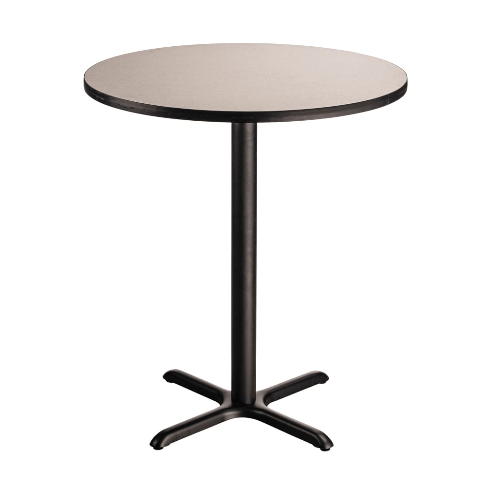 National Public Seating CT13636XBPBTMGY 36" Round Bar Height Table - Grey Nebula Laminate Top, Steel Base
