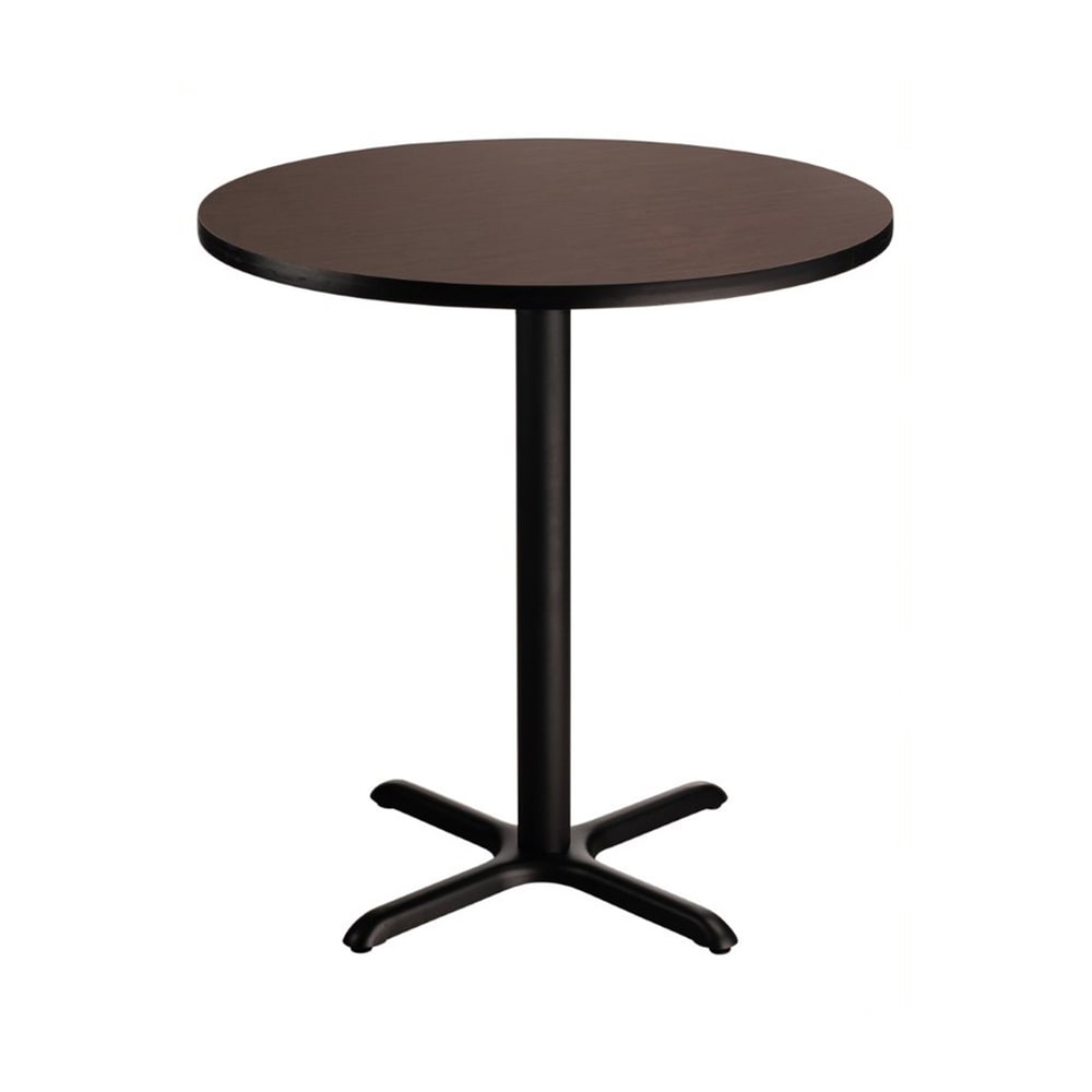 National Public Seating CT13636XCMY 36" Round Counter Height Table - Mahogany Laminate Top, Black Metal Base