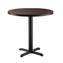 National Public Seating CT13636XDMY 36" Round Dining Height Table - Mahogany Laminate Top, Black Metal Base thumbnail 3