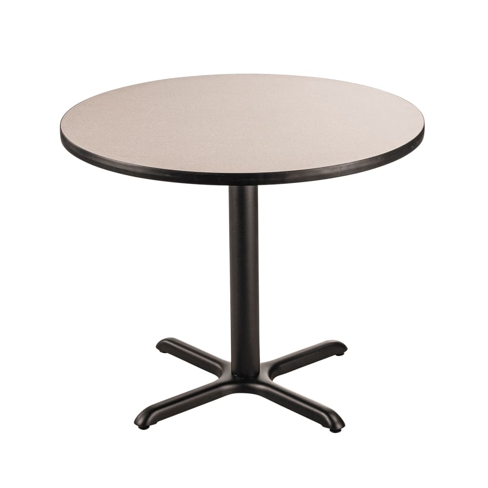 National Public Seating CT13636XDPBTMGY 36" Round Dining Height Table - Grey Nebula Laminate Top, Steel Base