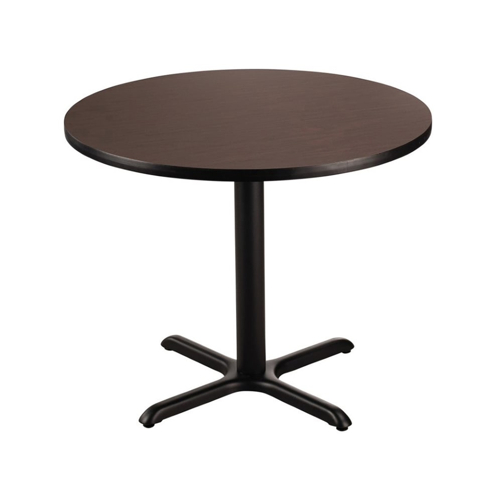 National Public Seating CT14242XDMY 42" Round Dining Height Table - Mahogany Laminate Top, Black Metal Base