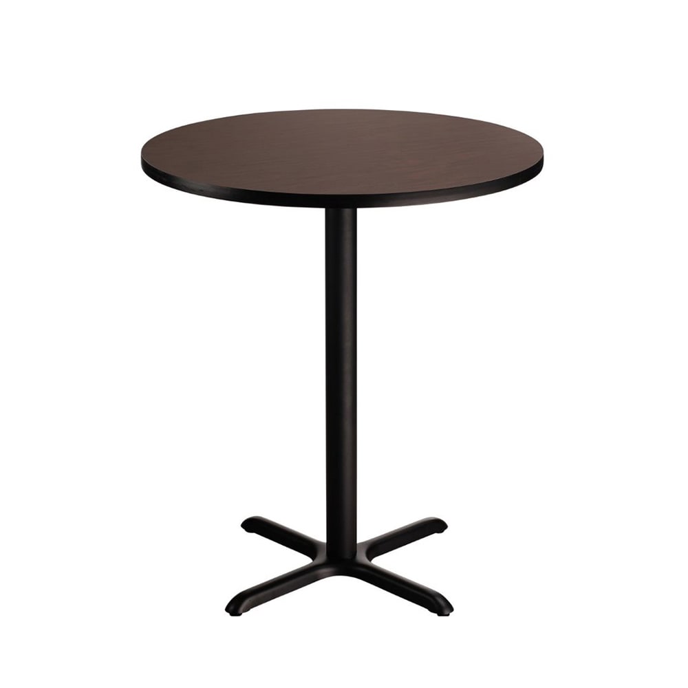 National Public Seating CT14848XBMY 48" Round Bar Height Table - Mahogany Laminate Top, Black Metal Frame