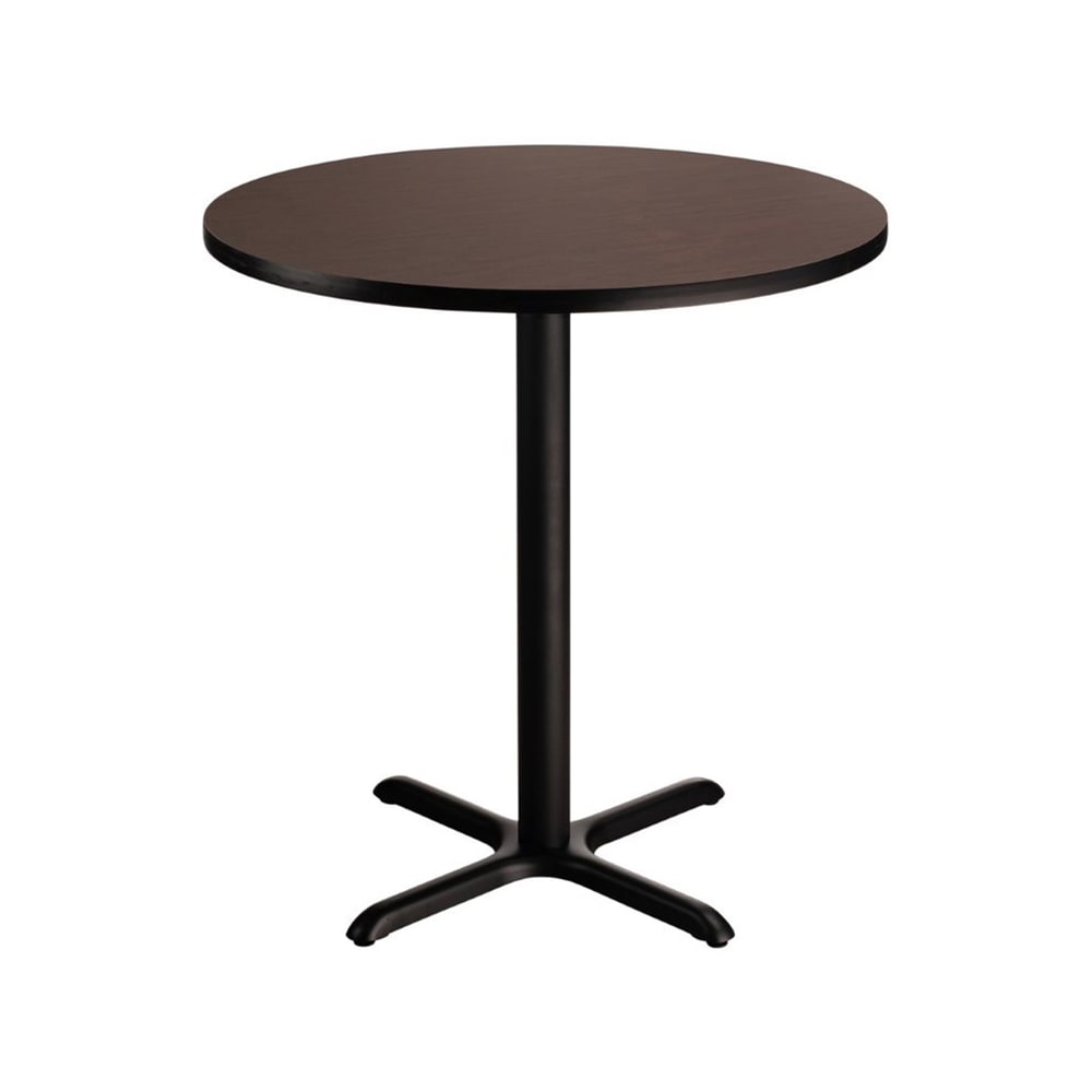 National Public Seating CT14848XCMY 48" Round Counter Height Table - Mahogany Laminate Top, Black Metal Base
