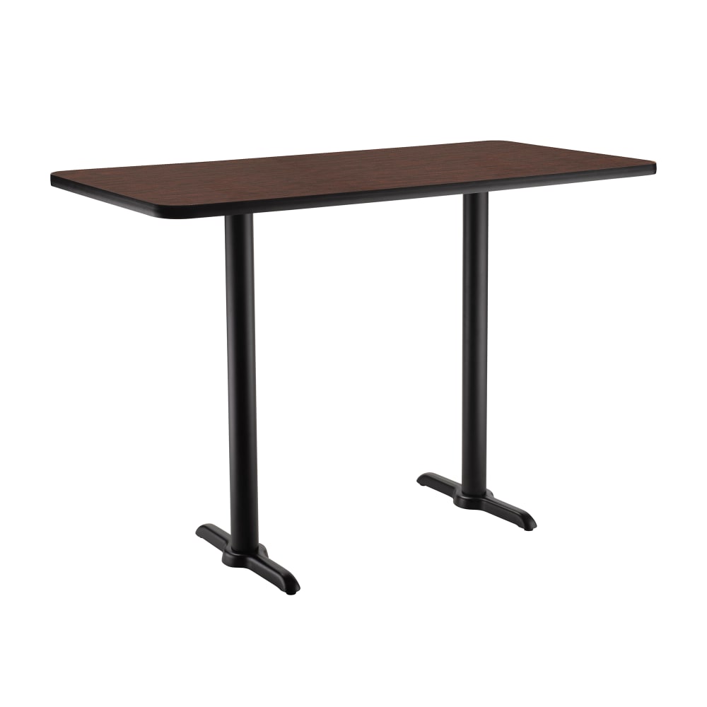 National Public Seating CT22442TBMY Rectangular Bar Height Table - 42" x 24", Mahogany Laminate Top, Black Metal Base