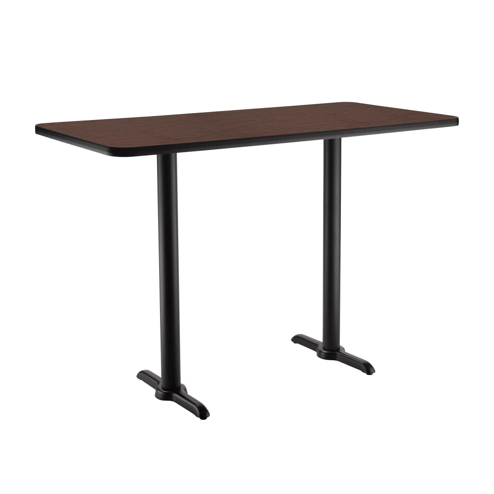 National Public Seating CT22448TBMY Rectangular Bar Height Table - 48" x 24", Mahogany Laminate Top, Black Metal Base