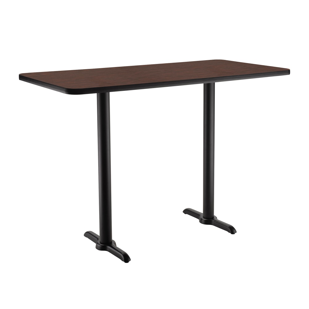 National Public Seating CT22460TBMY Rectangular Bar Height Table - 60" x 24", Mahogany Laminate Top, Black Metal Base