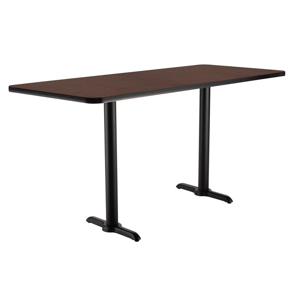 National Public Seating CT22460TCMY Rectangular Counter Height Table - 60" x 24", Mahogany Laminate Top, Black Metal Base