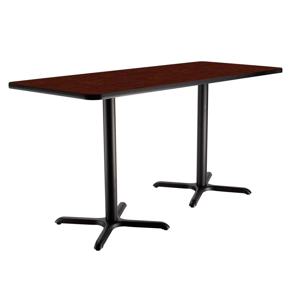 National Public Seating CT23072XCMY Rectangular Counter Height Table - 72" x 30", Mahogany Laminate Top, Black Metal Base