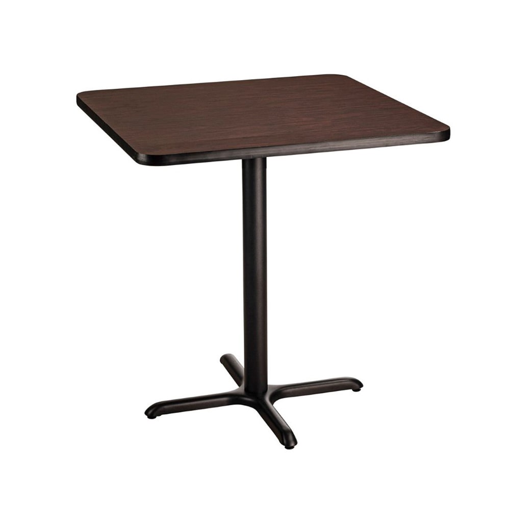 National Public Seating CT32424XCMY 24" Square Counter Height Table - Mahogany Laminate Top, Black Metal Base