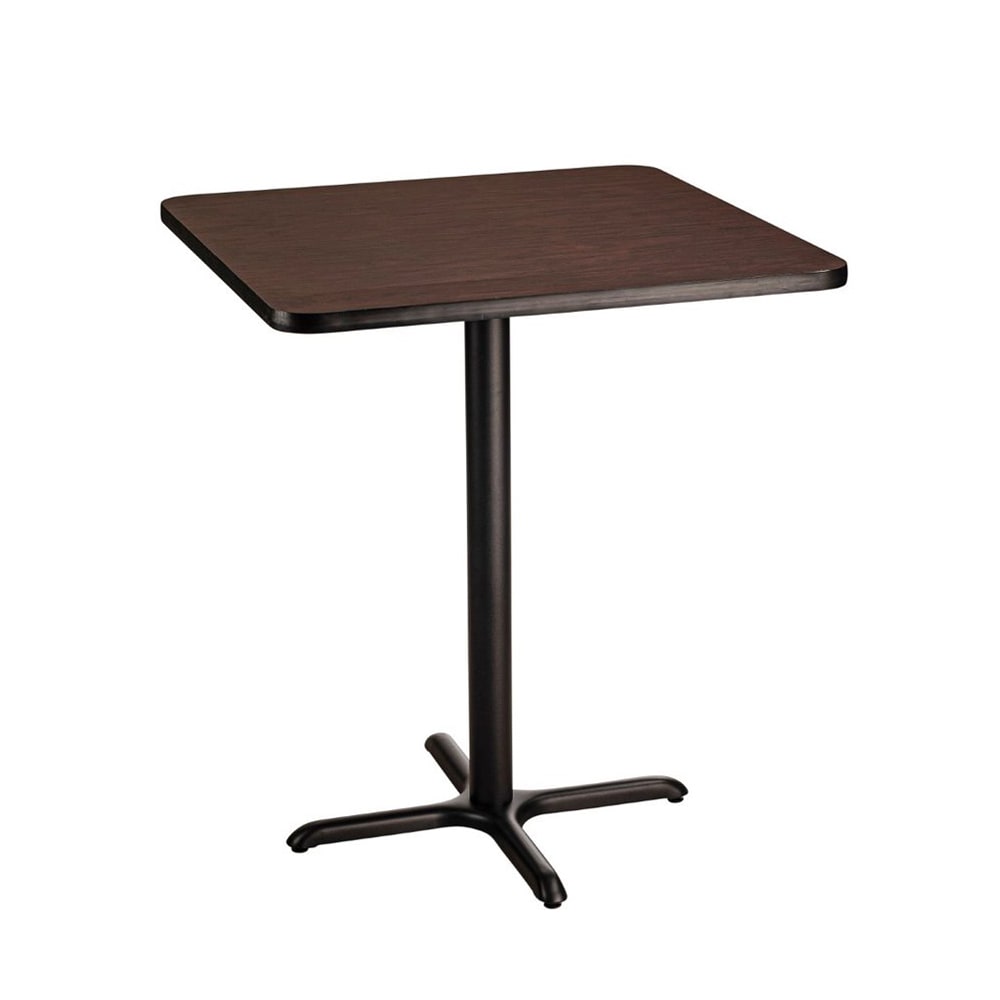 National Public Seating CT33030XBMY 30" Square Bar Height Table - Mahogany Laminate Top, Black Metal Base