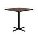 National Public Seating CT33030XCMY 30" Square Counter Height Table - Mahogany Laminate Top, Black Metal Base thumbnail 3