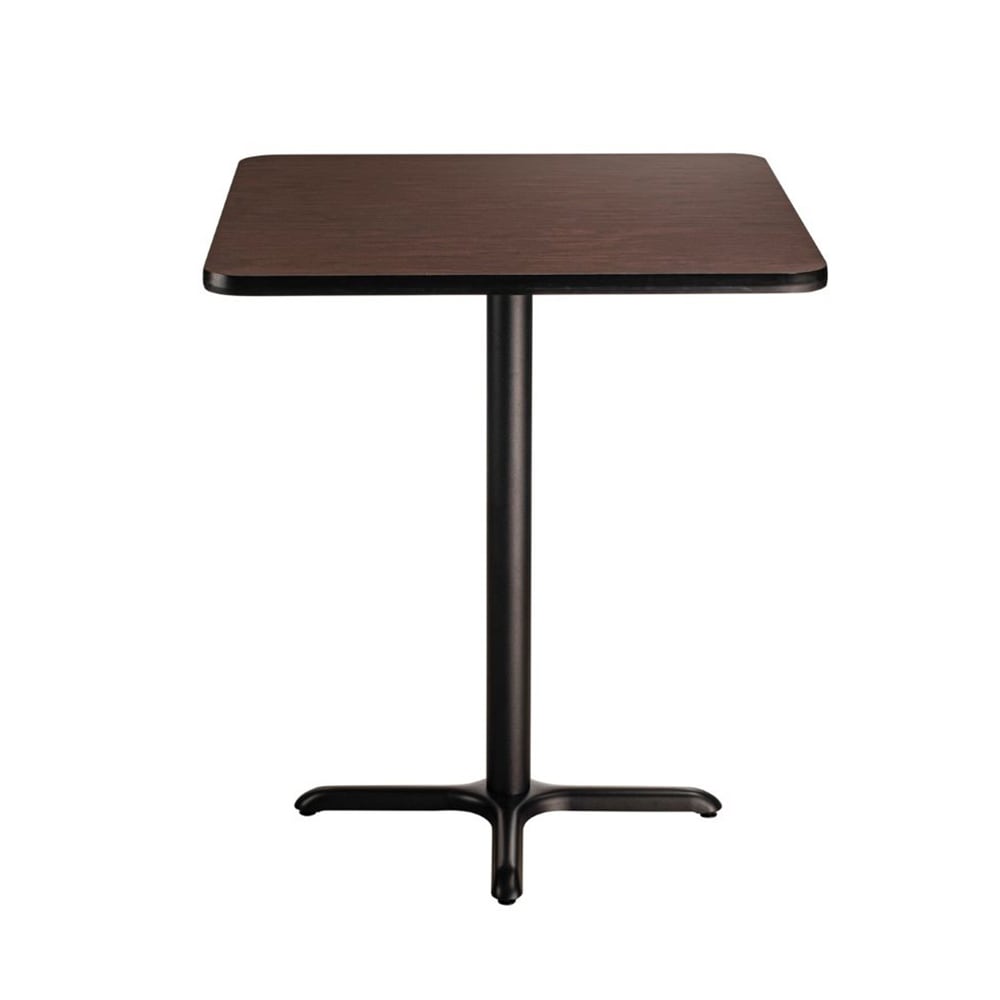 National Public Seating CT33030XDMY 30" Square Dining Height Table - Mahogany Laminate Top, Black Metal Base