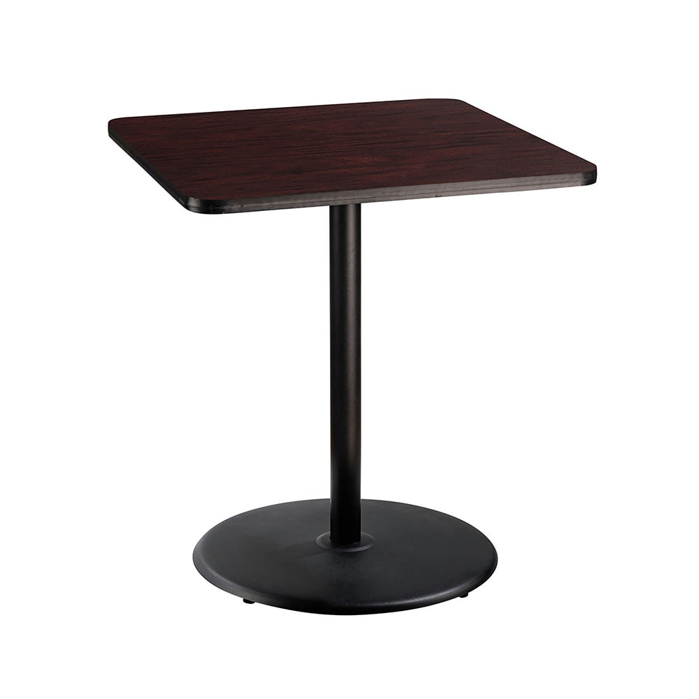 National Public Seating CT33636RBPBTMMY 36" Square Bar Height Table - Mahogany Laminate Top, Steel Base