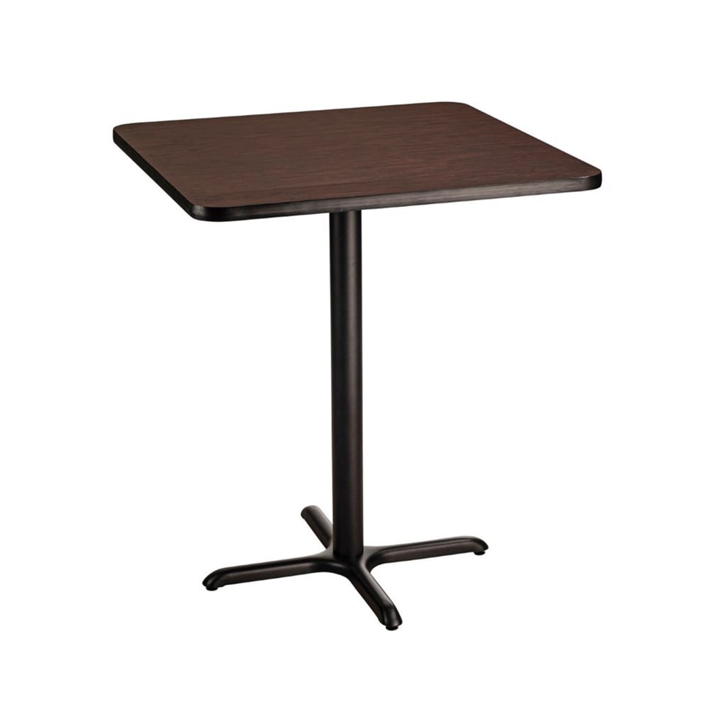 National Public Seating CT33636XBMY 36" Square Bar Height Table - Mahogany Laminate Top, Black Metal Base